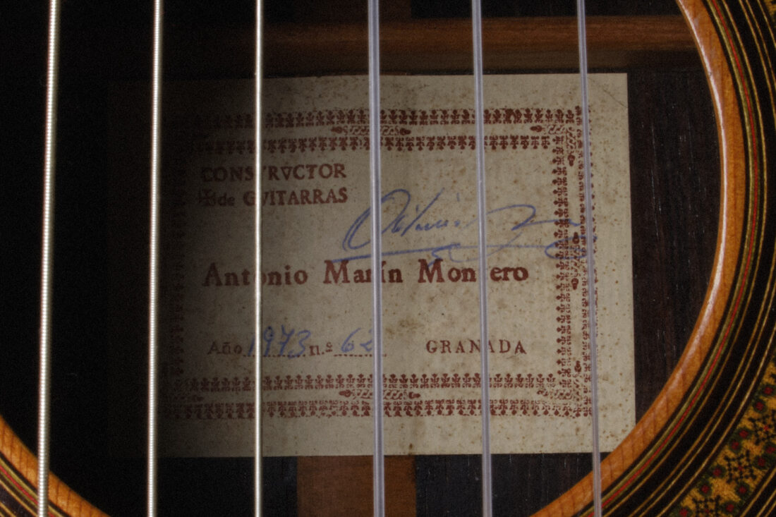 Antonio Marin Montero 1973 Classical Guitar Label